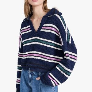 Free People Kennedy Stripe Pullover in Navy